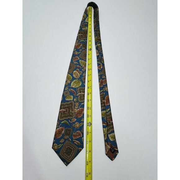Woolrich Silk Tie Men's Nature Themed Blue, Brown, Green - Picture 7 of 8